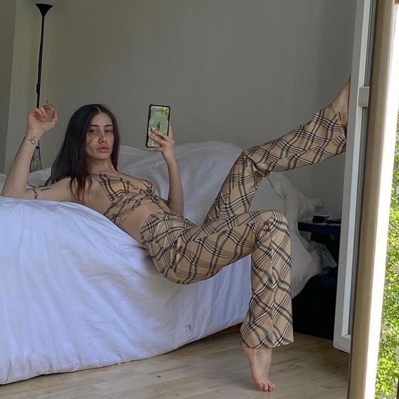 I Am Gia Carmel Pant In Tan Check 